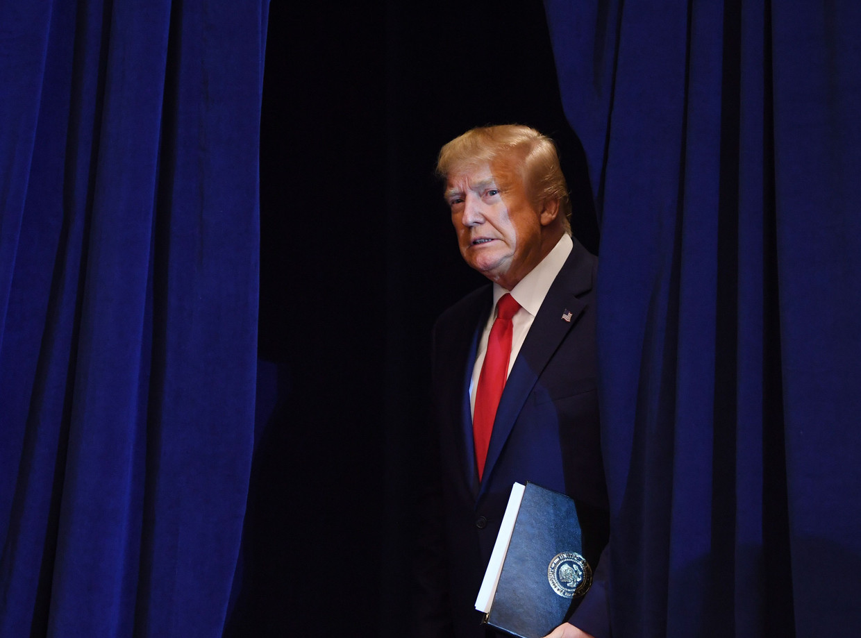 De Amerikaanse president Donald Trump. ‘Opvallend overigens dat bijna alle Democratische kandidaten bejaard zijn’ Beeld AFP