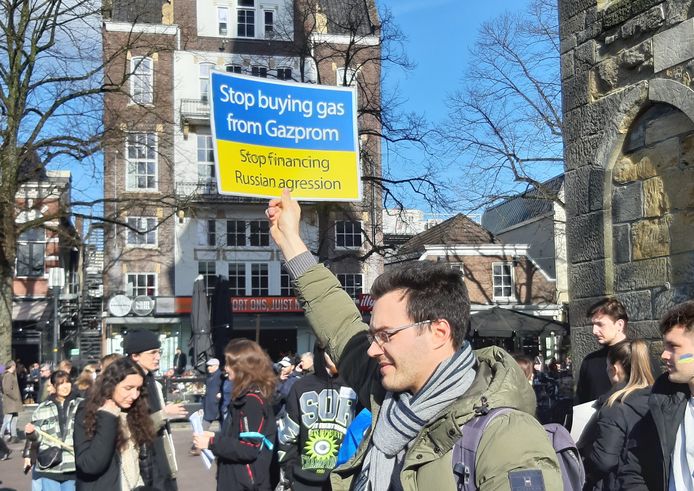 Verzet tegen tegen de afname  van Russisch gas, zaterdag bij een demonstratie in Enschede