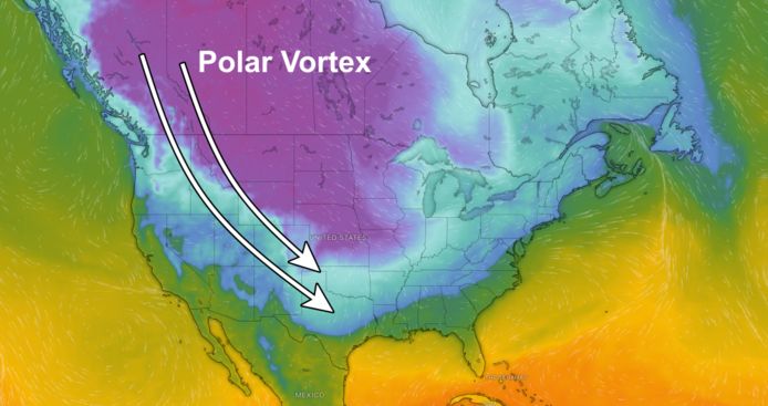 Provided air will turn colder over much of North America by the weekend.  Part of the polar vortex descends to the south.