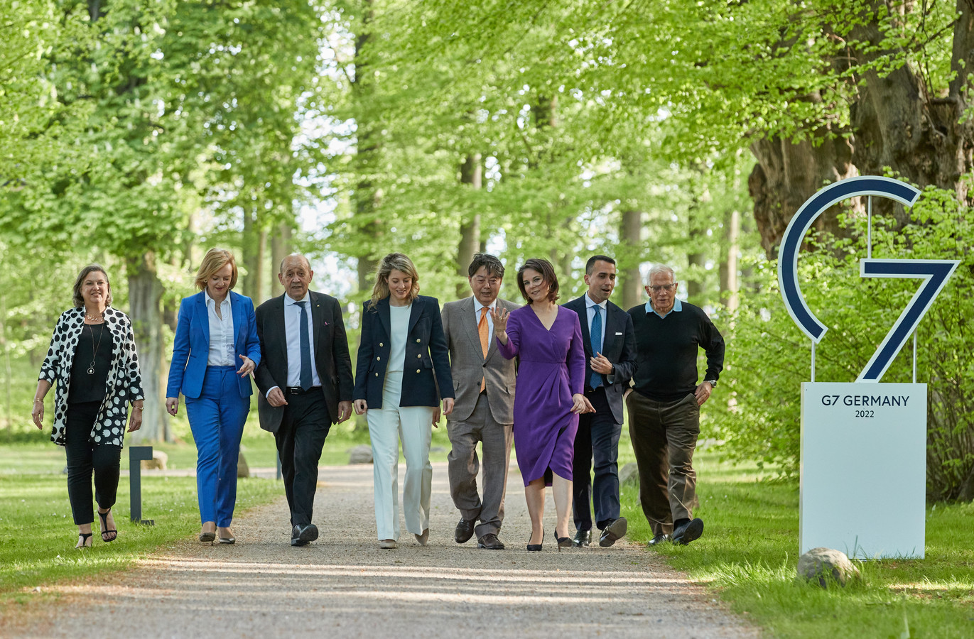 Les ministres des Affaires étrangères des pays du G7 lors d'une réunion à Wangels, dans le nord de l’Allemagne.