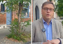Links: de plant is inmiddels weggehaald. Rechts: voormalig burgemeester van Anderlecht Gaëtan Van Goidsenhoven.