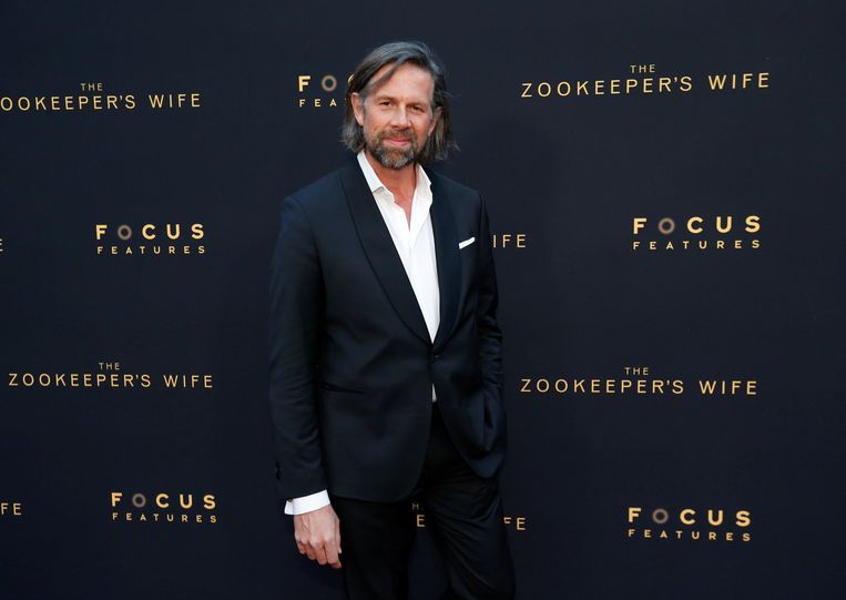 Poseren bij de première van 'The Zookeeper's Wife' in Los Angeles. Beeld REUTERS