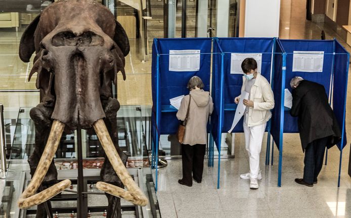 Een stembureau in Rusland.