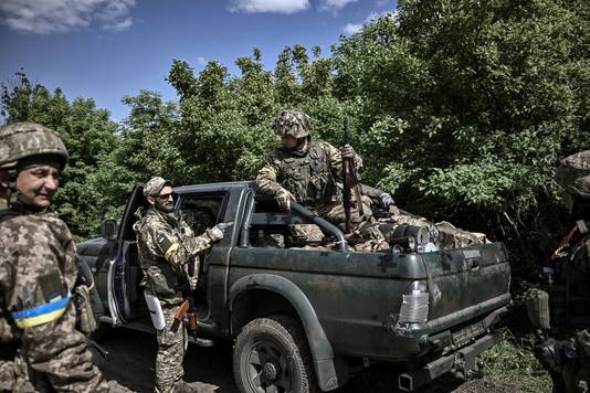Soldaten van het Oekraïense leger in de Donbas. (23/05/2022)