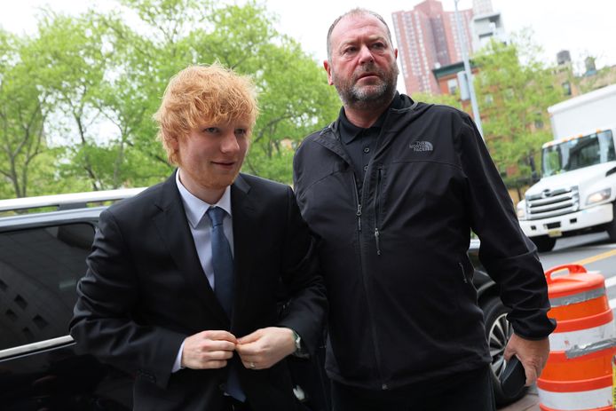 Ed Sheeran bij de start van het proces op de Federale Rechtbank van Manhattan.