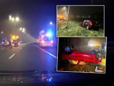 Auto’s schuiven massaal van spekgladde A1: ‘Zeker 35 ongelukken’