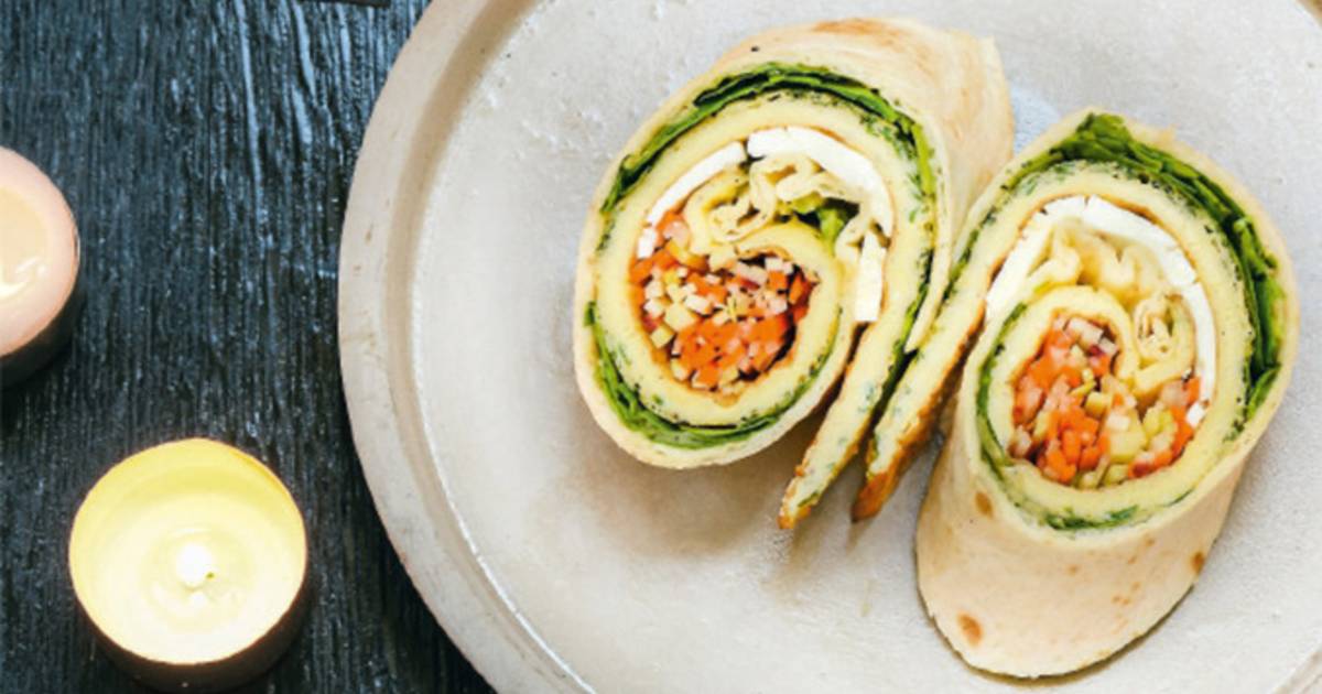 Jeroen Meus maakt kleurrijke wraps met pittige hummus en feta Nina