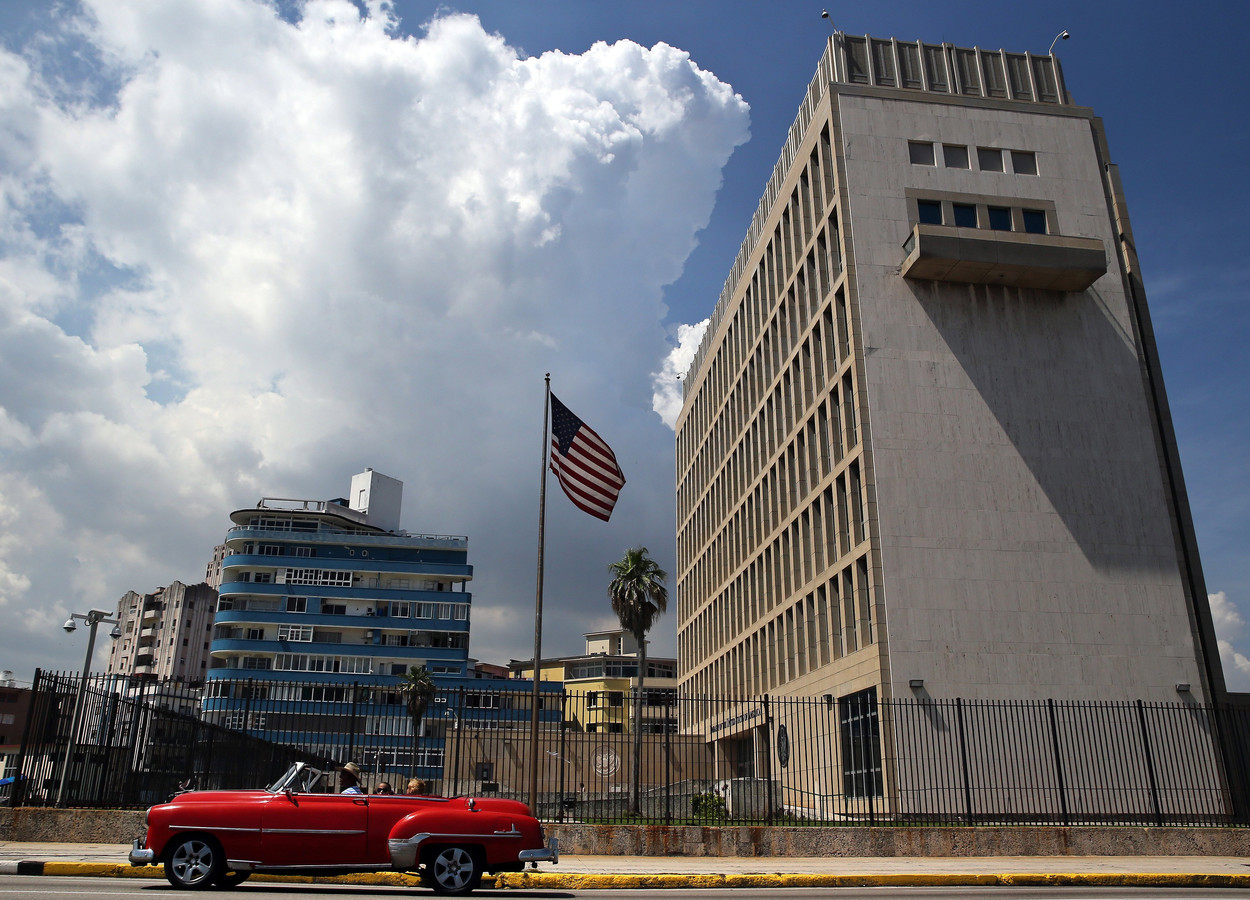 De Amerikaanse ambassade in Havana.