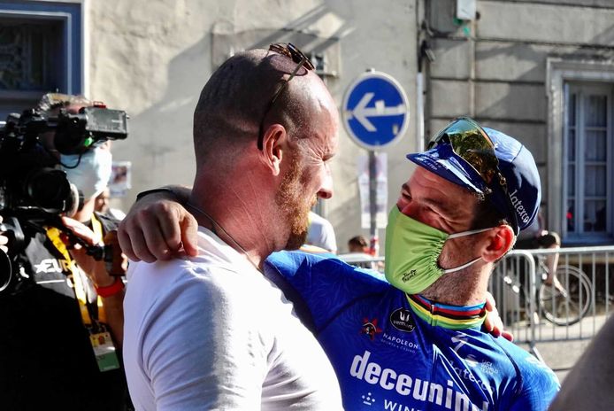 Wiggins en Cavendish na de etappe van gisteren.