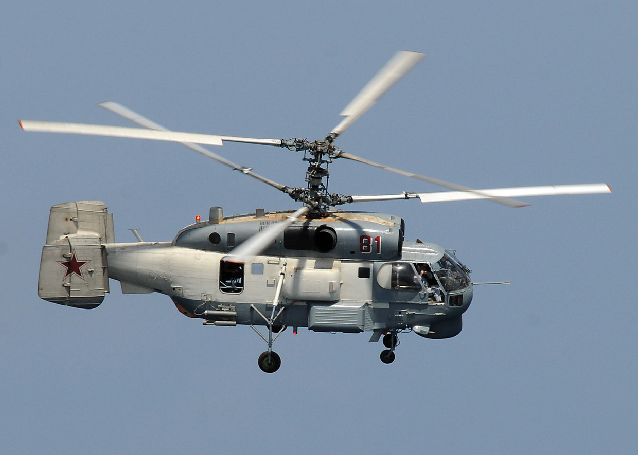 De Russische marinehelikopter Ka-27, die van de NAVO de codenaam Helix heeft gekregen. Beeld US Navy