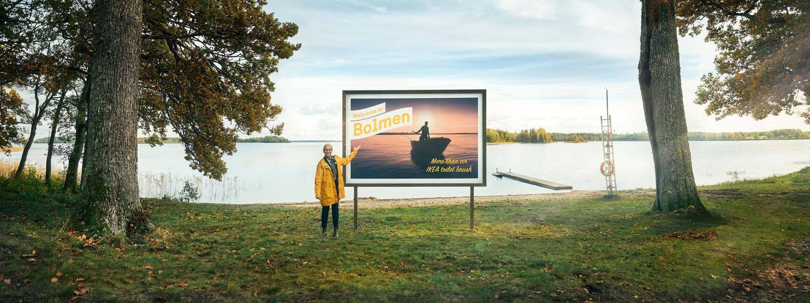 Bij het Zweedse meer Bolmen, zie je nu dit bijzondere bord staan.