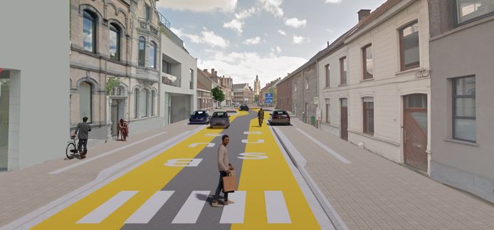 Een simulatiebeeld van de Diksmuidsesteenweg na de heraanleg.