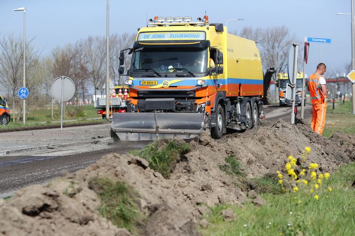 Werkzaamheden op de N848 tussen Leerdam en Vuren.