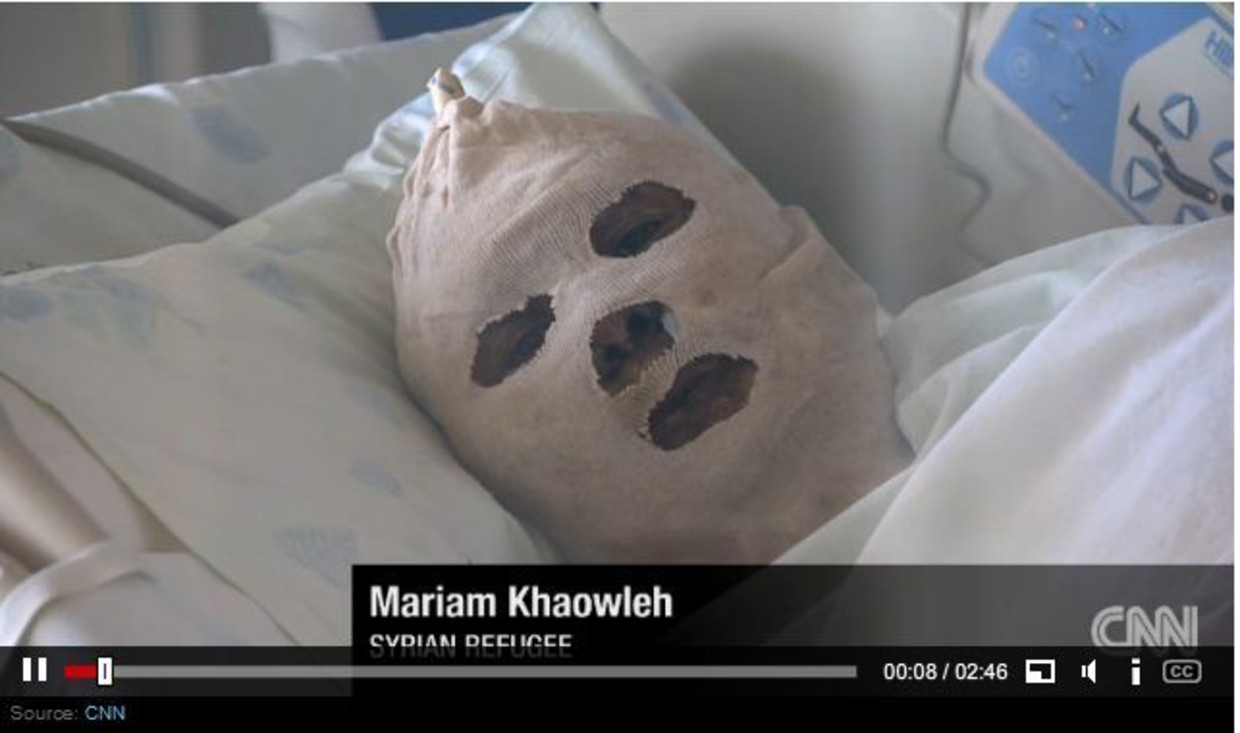 Mariam in het ziekenhuis. Beeld screenshot