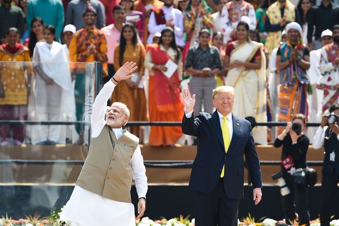 Premier van India, Narendra Modi samen met de Amerikaanse president Donald Trump.