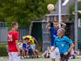 Schutter Jeroen Hukema, op beeld tegen NKC'51, heeft Sparta tegen Wit-Blauw aan een belangrijke zege geholpen. De Zwollenaren staan nu op de drempel van de ereklasse.