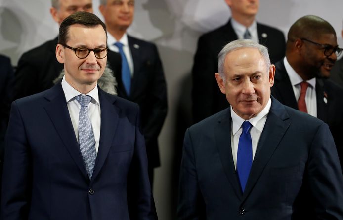Pools premier Mateusz Morawiecki en zijn Israëlische collega Benjamin Netanyahu.