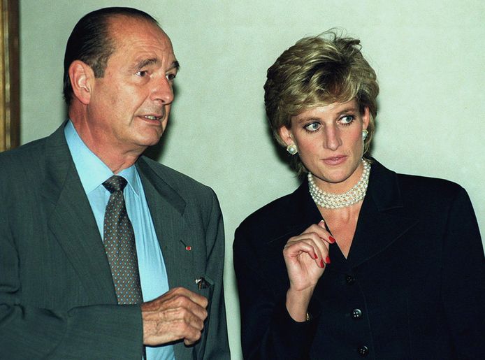 Jacques Chirac met prinses Diana in 1995.