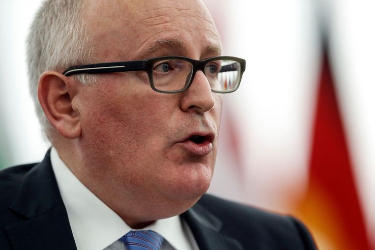 Frans Timmermans gisteren in Straatsburg.  Beeld AP