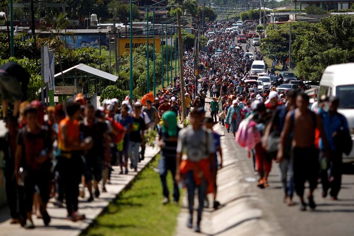 De migrantenkarvaan bevond zich maandag in het Mexicaanse Tapachula. De groep zet hun weg  verder naar de grens met de VS.