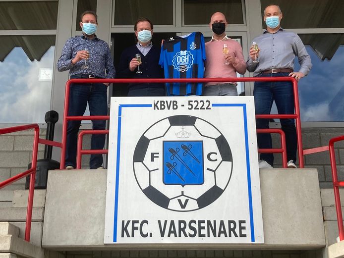 De technische staf van Varsenare met (vlnr.) Yannick Bousson (sportief verantwoordelijke), Stefaan Ameel (T1), Steven Lampo (T2) en Danny De Coninck (algemeen coördinator).