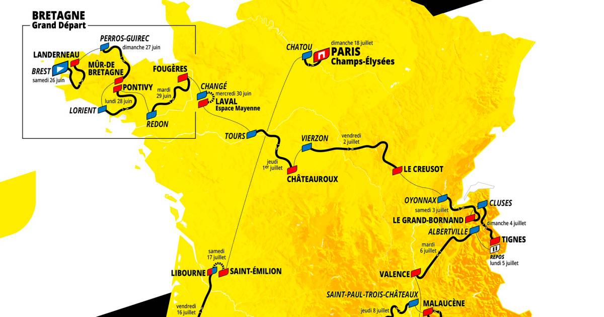 Le parcours du Tour de France 2021 est connu | Cyclisme ...