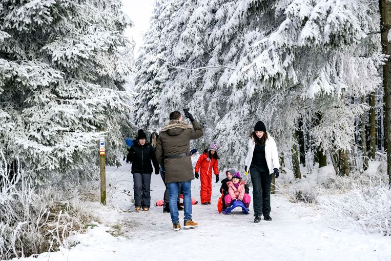 Sneeuw in Weismes in de Oostkantons.  Beeld Photo News