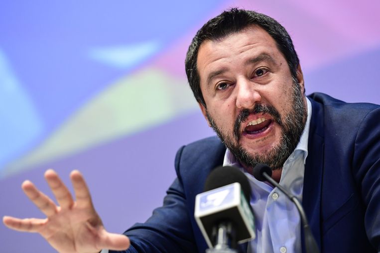Vicepremier en leider van de Lega partij Matteo Salvini Beeld AFP