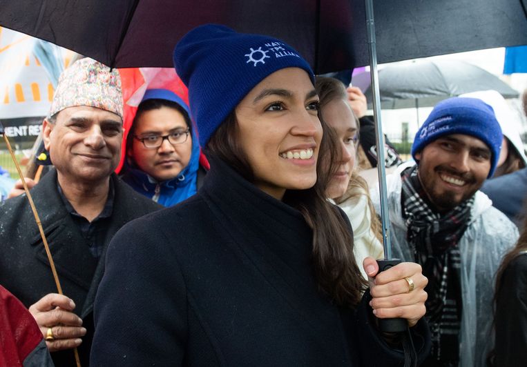 Afgevaardigde Alexandria Ocasio-Cortez: 'Alleen radicalen zoals Abraham Lincoln en Franklin Delano Roosevelt hebben dit land veranderd.' Beeld AFP