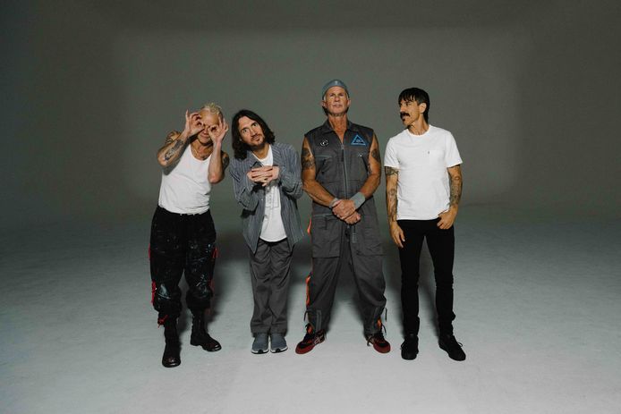 Groepsfoto van de band Red Hot Chili Peppers