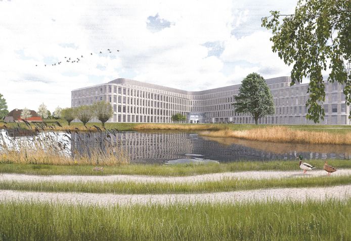 Het oorspronkelijke ontwerp voor het Slingeland Ziekenhuis. Het nieuwe ziekenhuis wordt bijna een kwart kleiner: een nieuw ontwerp is in de maak.