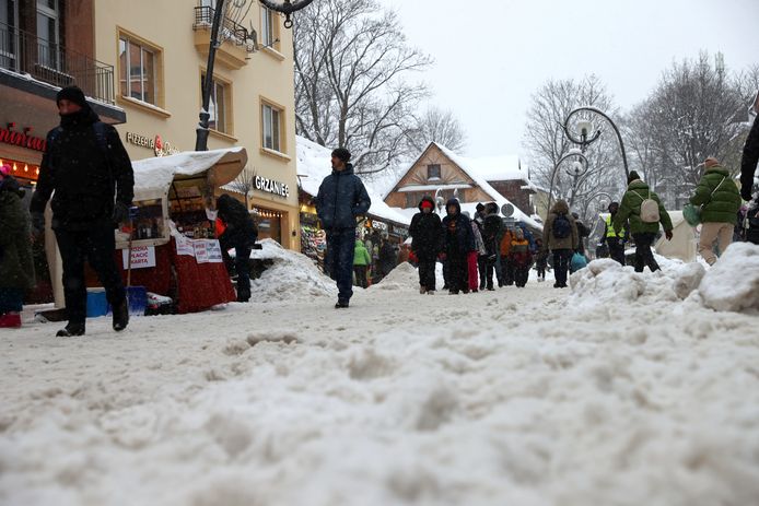 In de Poolse stad Zakopane ligt een flinke hoop sneeuw.