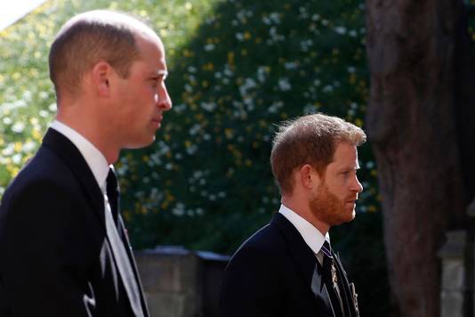 Harry en William op de begrafenis van prins Philip.