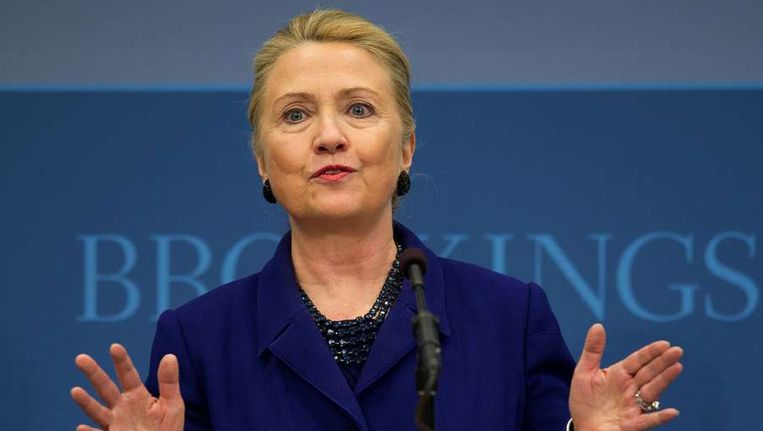 Hillary Clinton spreekt op een conferentie in Washington. Beeld afp