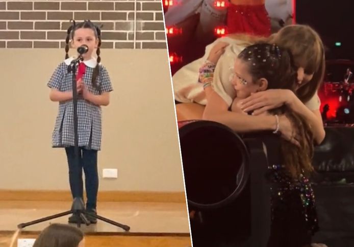 Five-year-old Lily meets Taylor Swift thanks to her speaking engagement