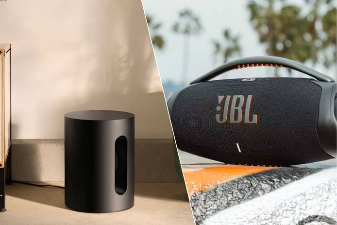 De Sonos Sub Mini / Deze JBL kan je voor 299 euro kopen.