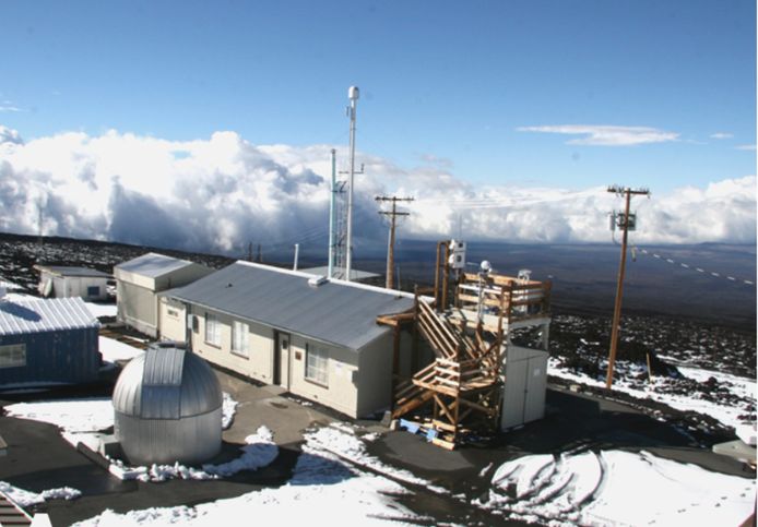 Het Mauna Loa-meetstation op Hawaii dat de wetenschappers gebruikten voor het onderzoek.