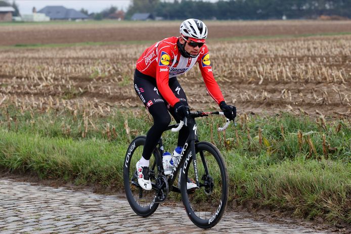 Kasper Asgreen tijdens de verkenning van de Ronde van Vlaanderen. Vorig jaar werd de Deense kampioen tweede.