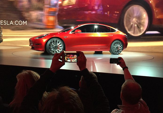 Het Tesla Model 3.
