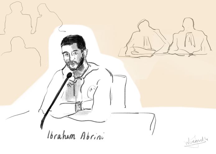 Een schets van Ibrahim Abrini.