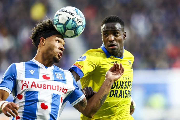 Alex Bangura (r) in duel met Milan van Ewijk.