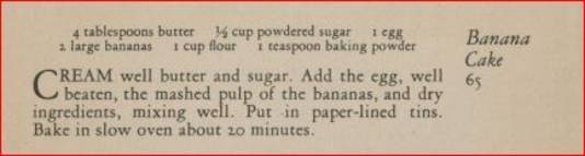 Een recept voor bananencake uit 1927