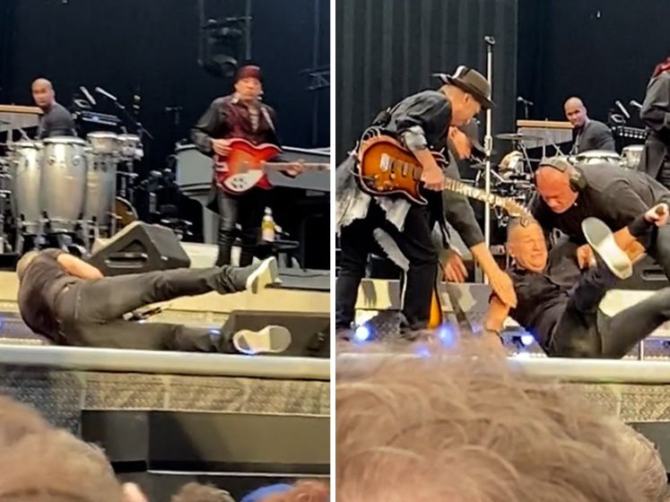 Bruce Springsteen gaat onderuit tijdens concert in Amsterdam