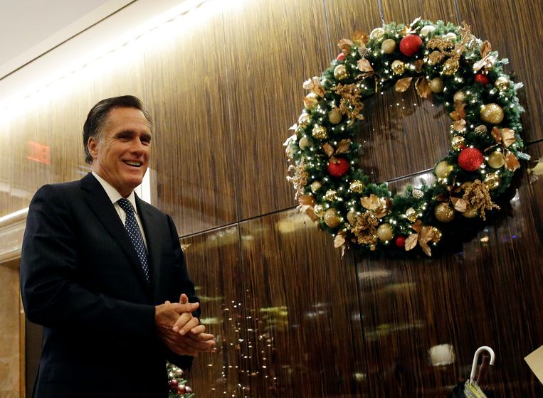 Mitt Romney na zijn diner met Donald Trump.  Beeld Photo News
