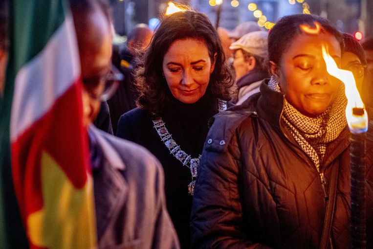  Femke Halsema bij de herdenking van de Decembermoorden Beeld EPA