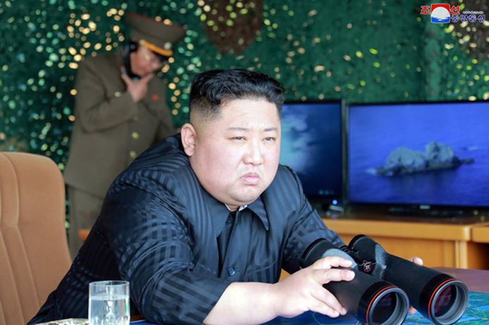 Kim Jong-un tijdens een militaire oefening op 5 mei.