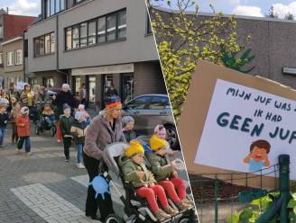 Basisschool 't Klavertje houdt onderbroekenmanifestatie doorheen de straten: “De problematiek doet echt pijn aan ons onderwijshart”