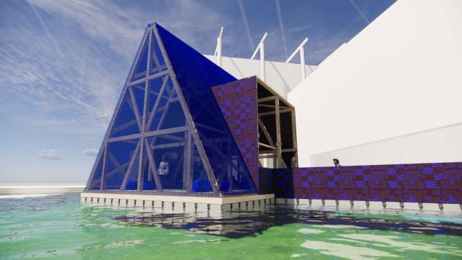 Hier in Rotterdam komt een drijvend paviljoen van 7 meter hoog