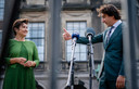 Lilianne Ploumen (PvdA) en Jesse Klaver (GroenLinks) na afloop van een gesprek met informateur Johan Remkes in de Stadhouderskamer.