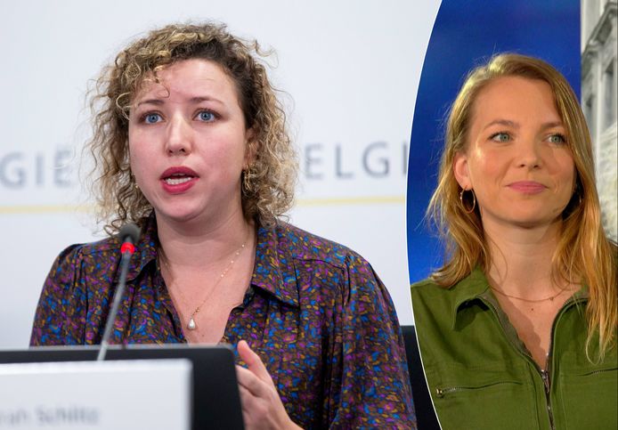 VTM NIEUWS-journaliste Hannelore Simoens wikt en weeg het lot van  staatssecretaris voor Gelijke Kansen Sarah Schlitz (Ecolo).